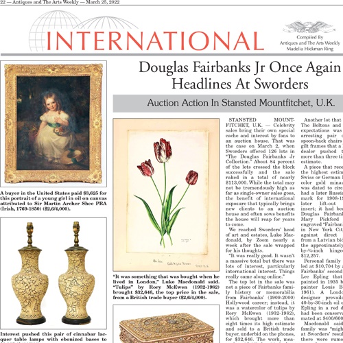 Fairbanks full page spread Antiques & The Arts